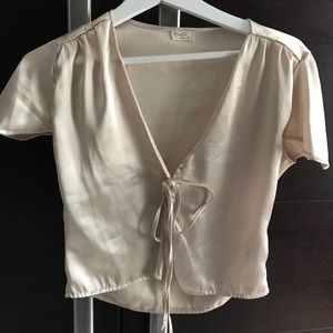 Silk crop tie up crop top